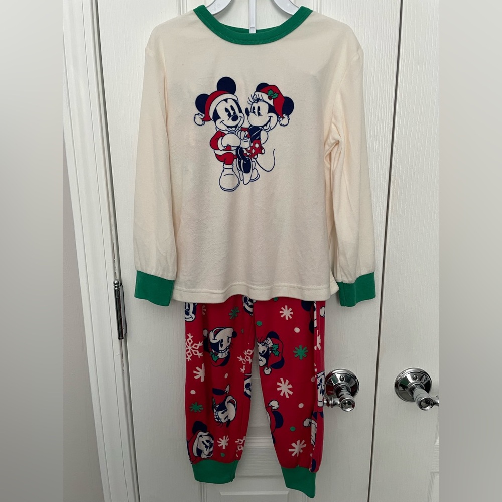 Disney Kids Pajama Set - Cream and Red with Green Accents. NWT.